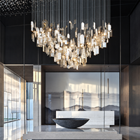 Lustre en cristal style Baccarat, grand modèle de luxe sur mesure pour villa, escalier, hall d'hôtel, projet d'ingénierie