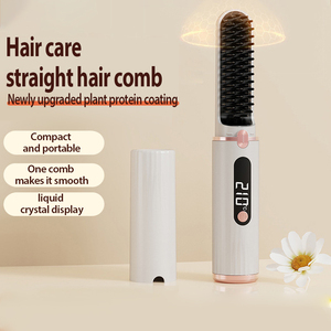 เครื่องหนีบผมแบบ2-in-1แบบชาร์จไฟได้, เครื่องหนีบผมไร้สายแบบพกพาใช้ความร้อนแปรงม้วนผมเครื่องมือจัดแต่งทรงผมหวีตรงไร้สาย - Product Image 4