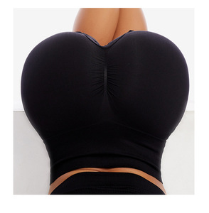 Bra olahraga wanita, pakaian Fitness Gym Fitness Yoga kustom dapat dibalik, celana pendek pengendara sepeda motor mulus dan Bra olahraga <span class=keywords><strong>2</strong></span> potong untuk Yoga Fitness - Product Image 3