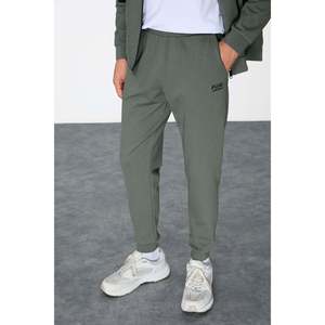 Ensemble de survêtement pour homme en tissu texturé kaki, coupe standard, brodé - 85248 - Kaki/kaki - Product Image 3