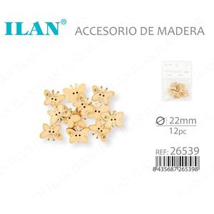 Accessorio in Legno a Forma di Farfalla Ilan 22mm 12 Pezzi per Decorazioni Artigianali - Product Image 2