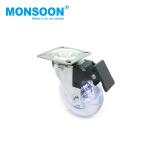 Roulettes pivotantes silencieuses pour meubles, roulettes transparentes en PU avec frein pour chaise de bureau - Product Image 4