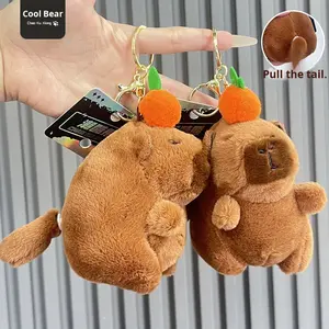 Promo Grosir Gantungan Kunci Boneka Kapibara dengan Ekor Bergetar, Ornamen Kecil Mainan Boneka Plush, Hadiah Ulang Tahun Anak-Anak - Product Image 1