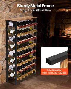 Estante para Botellas de Vino Estilo <span class=keywords><strong>Industrial</strong></span> Vintage - 8 Niveles, Capacidad para 48 Botellas, Estructura Metálica Resistente <span class=keywords><strong>y</strong></span> Estantes de <span class=keywords><strong>Madera</strong></span> con Parte Superior para Exhibición - Product Image 5