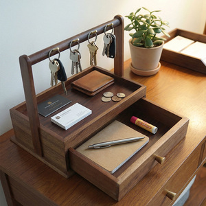 Goodbye Wooden Jewelry Box <b>With</b> Handle Chinese Style Multi Layer <b>Storage</b> Organizer For <b>Dressing</b> <b>Table</b> 28x18x24cm Dark Brown - Product Image 3