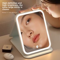 Miroir de Maquillage LED avec Éclairage pour Dortoirs Étudiants, Miroir de Coiffeuse de Bureau pour Femmes avec Lumière d'Appoint, Design Intelligent sur Pied, Miroir de Retouche Tactile