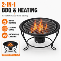 Brasero portable de 22 pouces pour brûler du bois, foyer extérieur sans fumée avec grille de barbecue et écran anti-étincelles pour le camping, la terrasse et le jardin