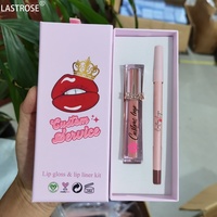 Ensemble de gloss et crayon à lèvres 2 en 1, rose, emballage personnalisé, label privé, haute pigmentation, végan, nude, marron, maquillage pour les lèvres, cosmétique