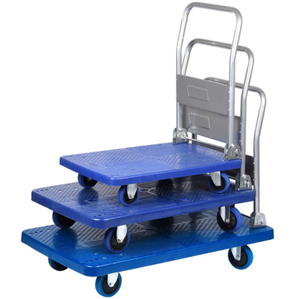 Camión de mano plegable de compras de plástico de cuatro ruedas <span class=keywords><strong>150kgs</strong></span> para plataforma de almacén carrito de mano plegable - Product Image 1