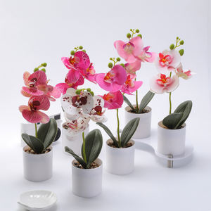 Plante artificielle Phalaenopsis en pot, fleurs au toucher en caoutchouc souple PU, ensemble de Phalaenopsis blanches tombantes, fleurs artificielles - Product Image 2