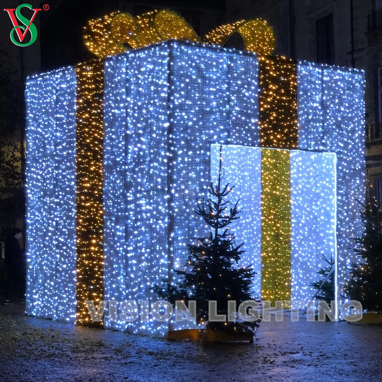 Lighting Show Led Christmas Gift Box String Lights for Outdoor Plaza Commercial Holiday Decoration