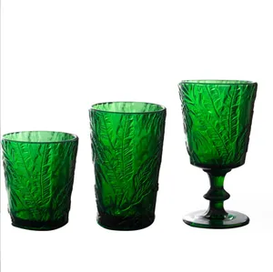 Retro Esmeralda selva tropical verde copa de vino tinto copa de agua copa de bebida engrosada viento medieval