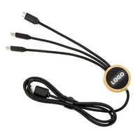 Câble de charge multi-appareils en bambou, câble de chargeur multiple, cordon tressé en nylon rapide, câble de charge USB 3 en 1, câble de charge multi-téléphones