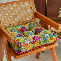 Coussin de siège bohème ethnique 40x40cm, décor pompons, coussin de sol carré, coussin de chaise rembourré épais pour chaise de salle à manger, balcon, maison