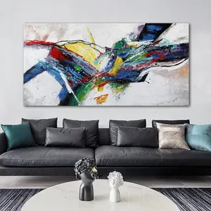 Art mural abstrait scandinave, grande taille, toile HD colorée, peinture à l'huile faite à la main, impression d'affiche rectangulaire verticale personnalisée - Product Image 2