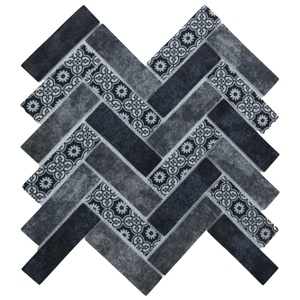 Men Glass phun in xương cá thủy tinh tàu điện ngầm <span class=keywords><strong>Mosaic</strong></span> phòng tắm gạch ốp tường - Product Image 4