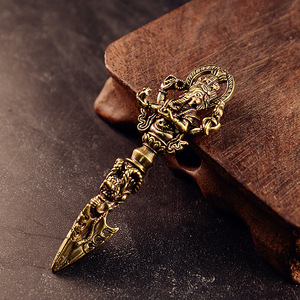 Juego de Vajra y <span class=keywords><strong>Kila</strong></span> Tibetanos de Latón Macizo - Objeto Budista Grabado con Ganesha para Altar, Colección de Meditación y Santuario en el Hogar - Product Image 4