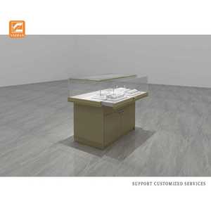 Vàng Hiện Đại Đồ Trang Sức Bằng Gỗ Tủ Trượt Đầy Đủ Chiều Dài Cửa LED Chiếu Sáng Thân Thiện Với Môi Không Thấm Nước Cửa Hàng Bán Lẻ Hiển thị - Product Image 5