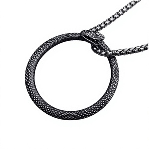 Liontin Ular Ouroboros Kalung Trendi Pria Rantai Tautan Baja Tahan Karat 316L Perhiasan Punk <span class=keywords><strong>Rock</strong></span> Hadiah Terbaik DMP 179 - Product Image 3