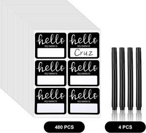 240 Pezzi di Etichette Adesive Rettangolari 'Hello <span class=keywords><strong>My</strong></span> Name Is' con Pennarello Nero per Casa, Scuola, Conferenze, Ufficio - Product Image 3