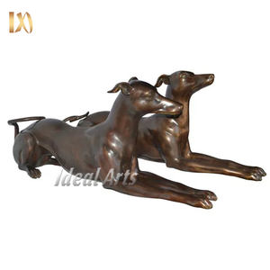 Sculptures de lévriers en bronze grandeur nature style Art déco, statue de chien classique européenne pour extérieur - Product Image 5