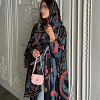 Nouvelle Abaya 2025 Vêtement Islamique Nida Cardigan Abaya Ouverte sur le Devant Robes pour Femmes Motif Floral d'Été