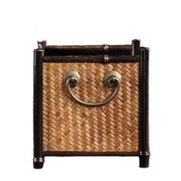 Four à charbon artisanal en bambou tressé violet, style moderne, écologique, avec cadre antique, pour service à thé d'intérieur et protection du service à thé