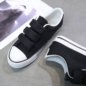 Men's Breathable <b>Canvas</b> Shoes Korean Style Casual Sneakers Versatile Slip-On Velcro Student Spring White Couple's Shoes - Product Image 2