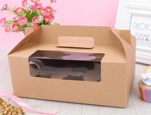 Manufacturer Customized Food Grade Paper CupCake Box With PET Clear Window Handle Take Out Delivery Box for Cookie <strong>Biscuit</strong> <strong>Gift</strong> - Product Image 5