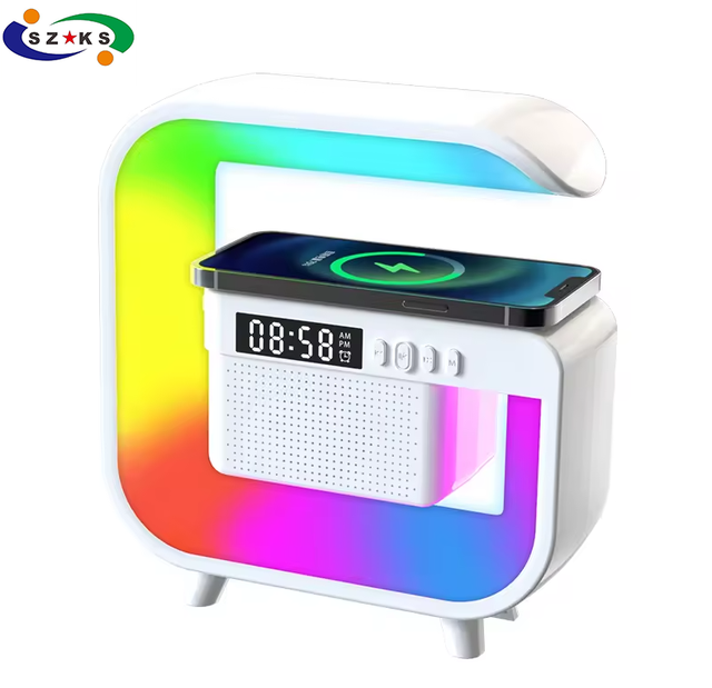 New G3 Bt Speaker Multifunctional Wireless Charging Bedside Alarm Clock Atmosphere Multi-light Nightlight Speaker