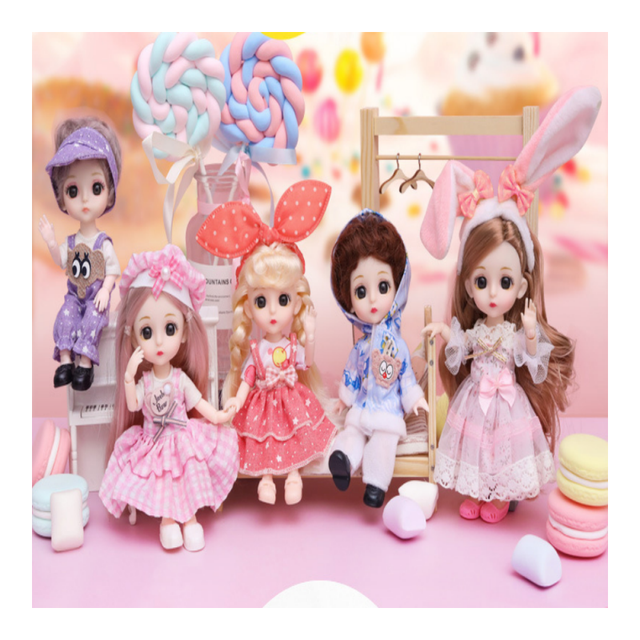 Most Popular Movable Jointed Plastic Princess Dolls Mini 16cm 1/12 Bjd Girl Doll Toys 3d Eyes Makeup With Clothes Set Muneca