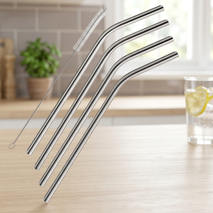 Stainless Steel <b>Drinking</b> <b>Straws</b> Set with Cleaning Brush Dishwasher Safe Polished Round Bendable Metal <b>Straws</b> <b>for</b> Beverage - Product Image 5