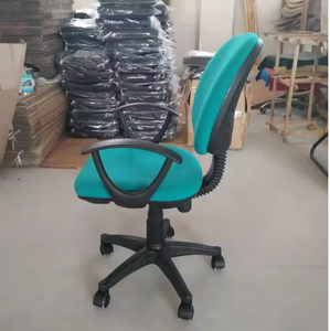 Modern Adjustable Height Blue Fabric <b>Office</b> Swivel <b>Chair</b> with Black Armrests Ideal for <b>Office</b> and Study Environments - Product Image 4