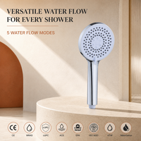 Ensemble de pommeau de douche pressurisé à cinq vitesses avec inverseur et bras en ABS