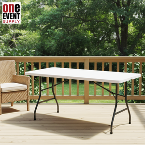 Factory Sale <b>Outdoor</b> Furniture White Waterproof Rectangular Portable Folding <b>Plastic</b> HDPE Garden Camping <b>Tables</b> for Events YT-T4 - Product Image 2