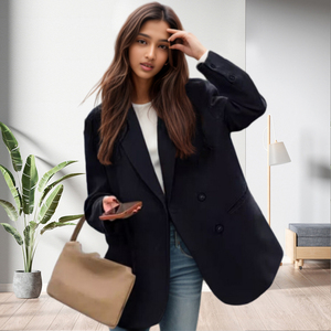 Traje de Color Sólido con Cuello de Solapa, Formal, para Mujer, Doble Botonadura, a la Moda - Product Image 3