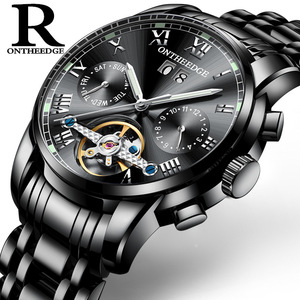 Montres automatiques mécaniques pour hommes <span class=keywords><strong>ONTHEEDGE</strong></span>, acier inoxydable, étanches, date, semaine, vert, mode classique, montres-bracelets, Reloj Hombre - Product Image 4