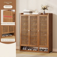 Meuble à chaussures moderne en bois, design modulaire peu encombrant, rangement ventilé, organisateur de chaussures multifonctionnel, porte à persiennes pour entrée