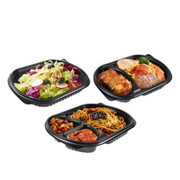 Kotak Makanan Sekali Pakai 3 Kompartemen dari PP, Aman untuk Microwave, Oven, dan Kulkas/Freezer, untuk Pizza, Jelly, Mie, Sushi, Sandwich