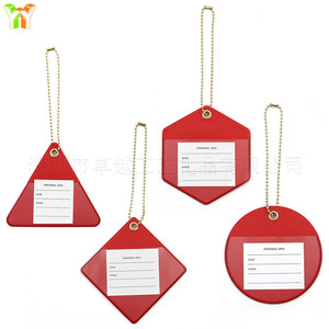 Étiquettes de bagages en cuir PU en stock, étiquettes de bagages à commande par tension, étiquettes d'information, étiquettes d'embarquement simples et portables - Product Image 5