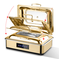Airuisi Ensemble de chauffe-buffet électrique en acier inoxydable 9L Poêle à vaisselle pour hôtel Traiteur Or Dîner Plat de service