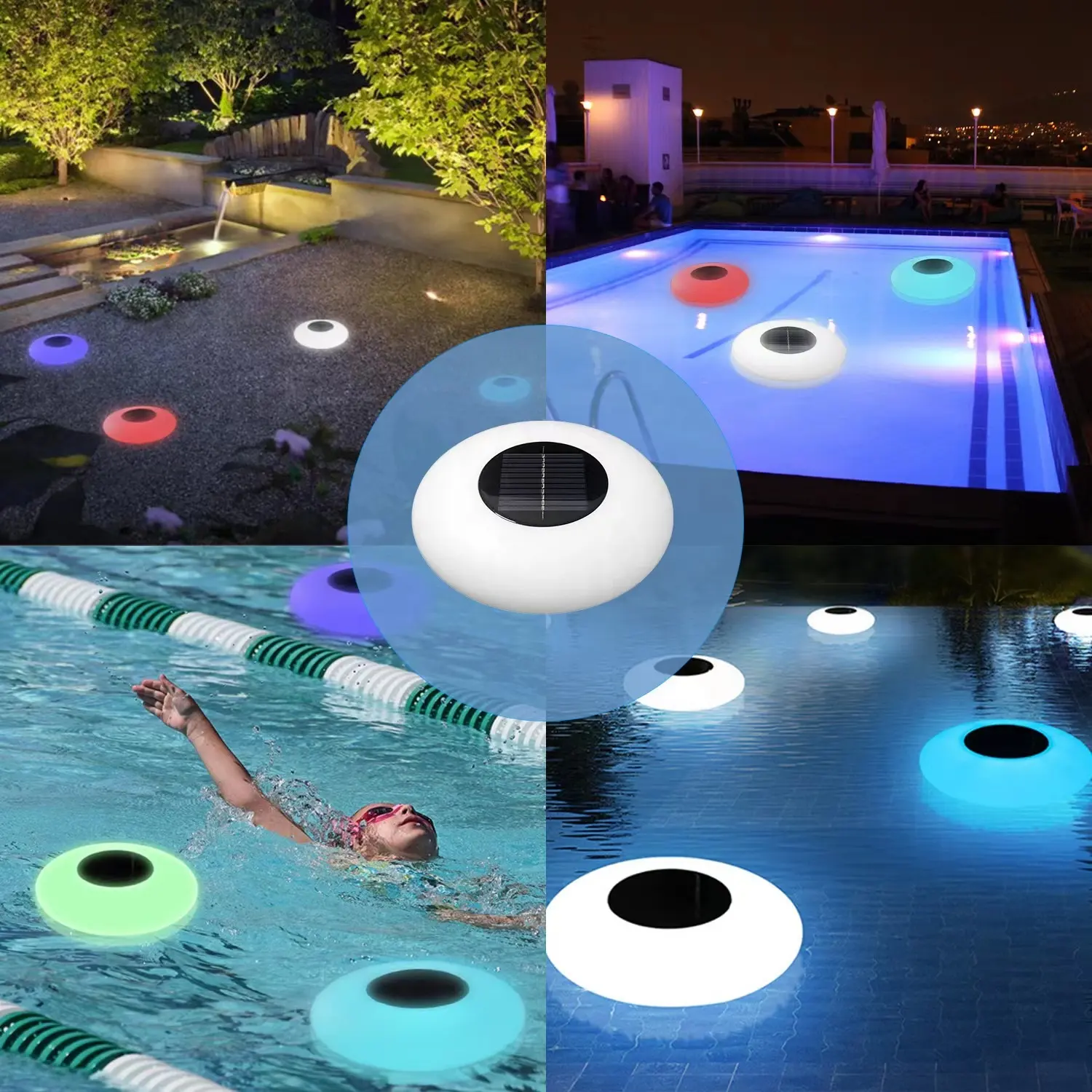 야외 태양 정원 램프 방수 수영장 부동 조명 다채로운 LED 원격 제어 태양열 충전식 정원 조명
