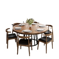 Chaises de salle à manger de restaurant nordique ensemble de 6 meubles de salle à manger d'appartement à usage commercial en bois massif et à cadre en fer