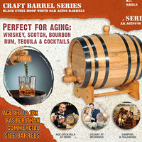 Baril de vieillissement en bambou et chêne (5 litres) avec support, bouchon et robinet, écologique, style américain, mini baril en bois pour le vieillissement du whisky