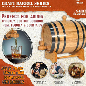 Baril de vieillissement en bambou et chêne (5 litres) avec support, bouchon et robinet, écologique, style américain, <span class=keywords><strong>mini</strong></span> baril en bois pour le vieillissement du whisky - Product Image 2