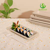 Plateau SUMKOKA 500ml, robuste, en bagasse, jetable, pour sushis, biodégradable, compostable, en canne à sucre