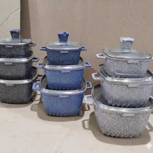 Ensemble de casseroles carrées professionnelles en aluminium 6 pièces 20 24 28 cm avec revêtement marbré, ustensiles de cuisine, vente en gros, fournitures de cuisine en vrac - Product Image 1