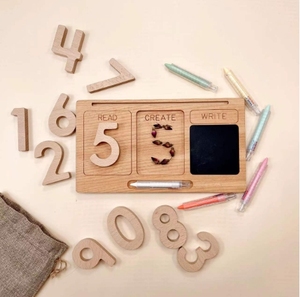 <span class=keywords><strong>Tablette</strong></span> d'apprentissage Montessori <span class=keywords><strong>pour</strong></span> l'écriture, petit tableau noir, chiffres et cartes de reconnaissance, artisanat <span class=keywords><strong>en</strong></span> <span class=keywords><strong>bois</strong></span> - Product Image 1