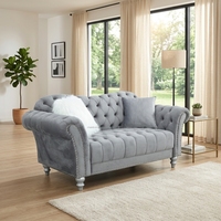 Chainiti Furniture Nouveau Design Velours De Luxe Or En Acier Inoxydable Canapé Bouton Tufté Ensemble De Canapé Rembourré