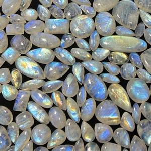 Piedra de Luna Arcoíris Natural de Alta Calidad AAA+, Cabujón Azul, Gema Suelta para Joyería, Lote de Gemas Hechas a Mano con Reverso Plano - Product Image 1